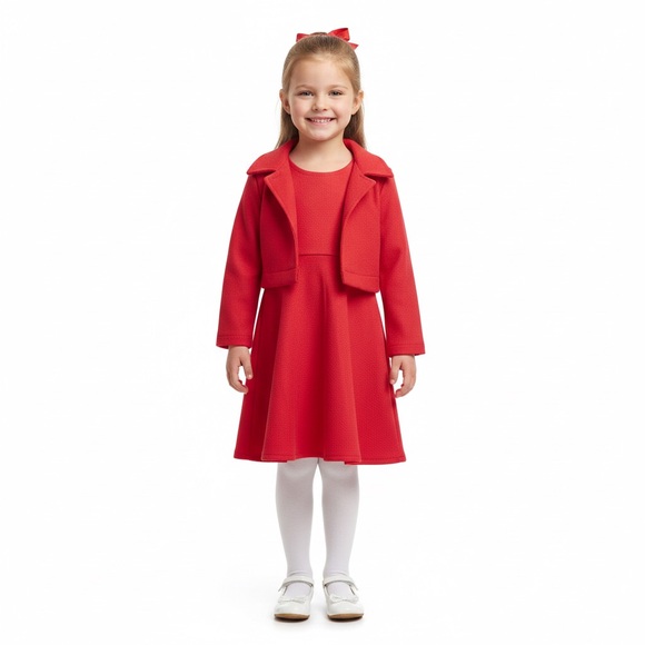 Other - Stylish Vintage Red Kids Jacket & Dress  Set